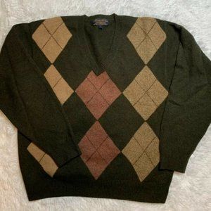Brooks Brothers Mens Brown V Neck Sweater Medium